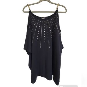 1X Metal Accent Cold Shoulder  Blouse